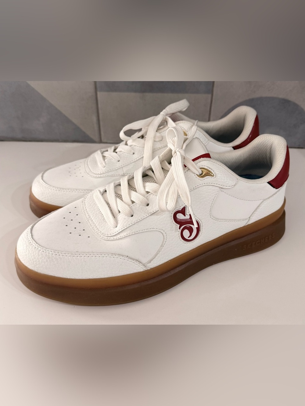 Skechers Snoop Dogg: Courtside - Cali Dudez lifestyle sneakers, white & red- 12